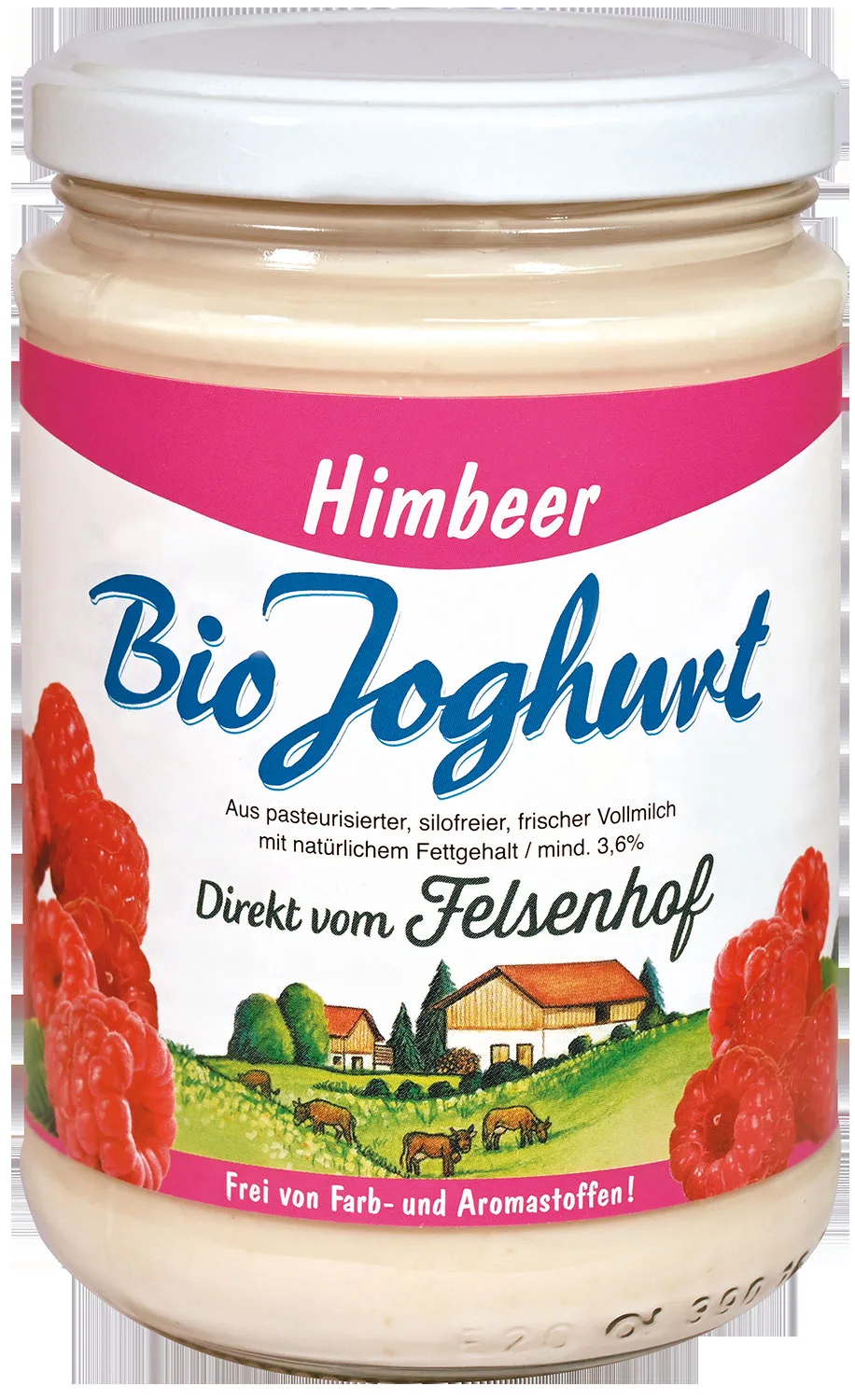 Glas Bio Joghurt Himbeer vom Felsenhof