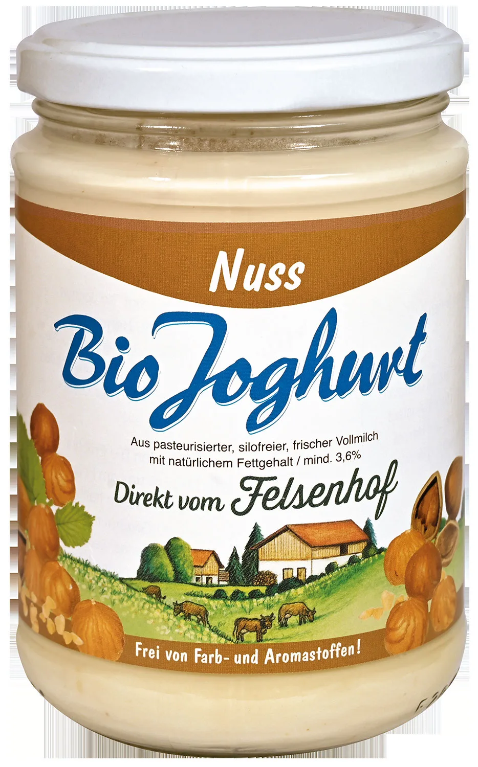 Glas Bio Joghurt Nuss vom Felsenhof