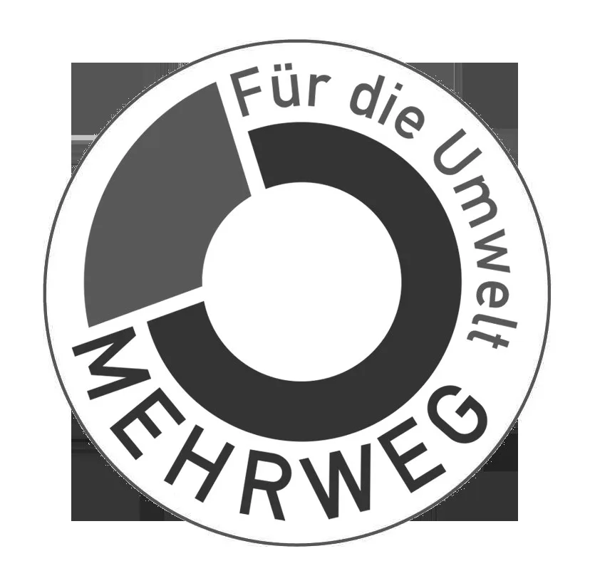 Siegel mit Kreislaufzeichen und der Aufschrift Für die Umwelt Mehrweg